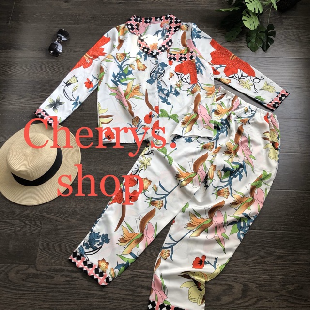 set đồ bộ pijama lụa satin tay dài quần dài họa tiết tết 2020 | BigBuy360 - bigbuy360.vn