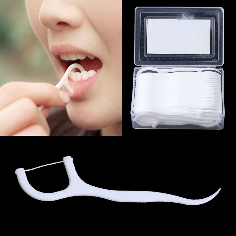 [Hàng mới về] Bộ 50 tăm chỉ nha khoa chăm sóc răng miệng cao cấp tiện dụng