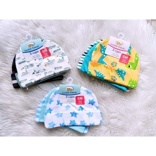 [THUN COTTON]Set 3 nón sơ sinh cho bé trai và bé gái từ 0-6 tháng