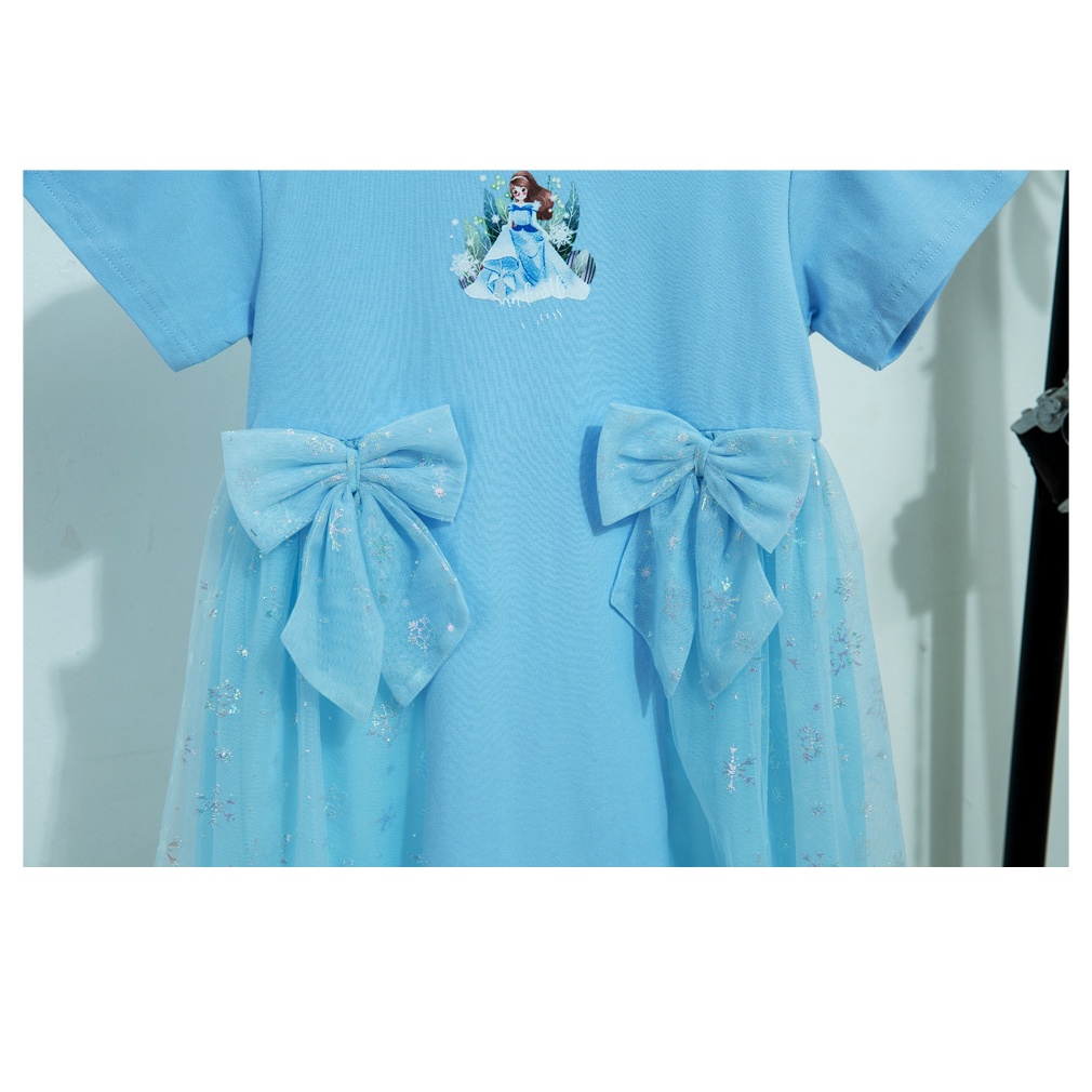 Đầm Thun Cotton Tay Ngắn Dáng Dài In Hình Công Chúa Băng Giá Elsa Phong Cách Hàn Quốc Hàng Mới Dành Cho Bé Gái 2022