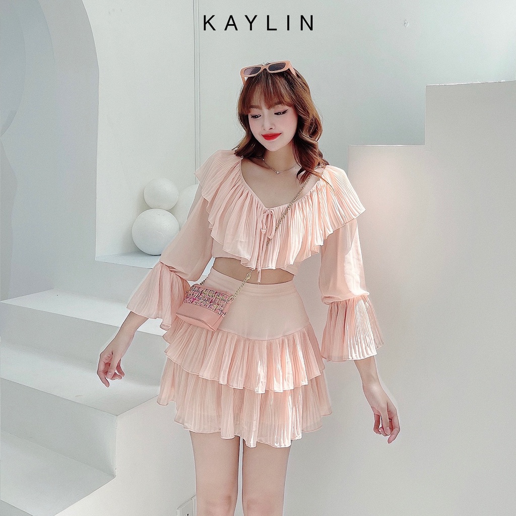 Set croptop nhún bèo N1592 - KAYLIN