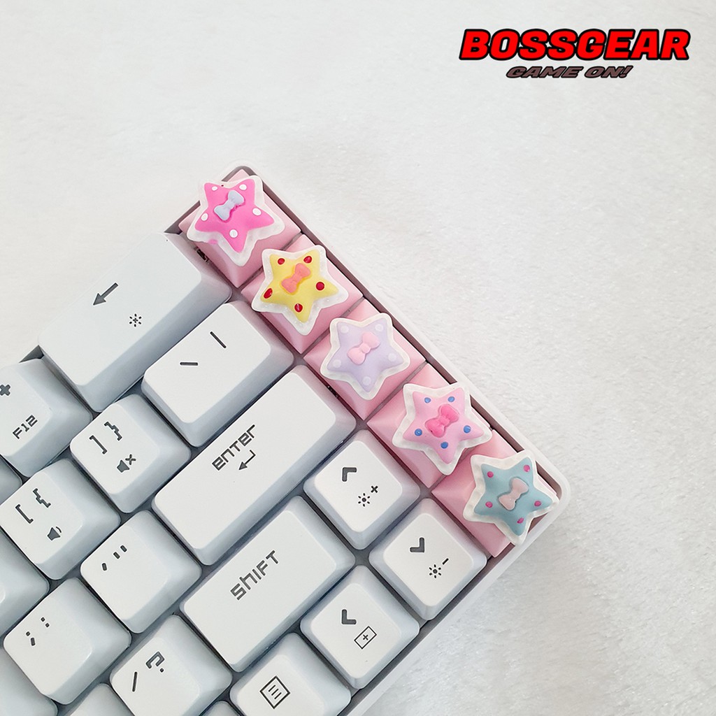 Keycap Lẻ hình ngôi sao nơ cực đẹp và dễ thương ( keycap resin độc lạ )( Keycap Artisan )