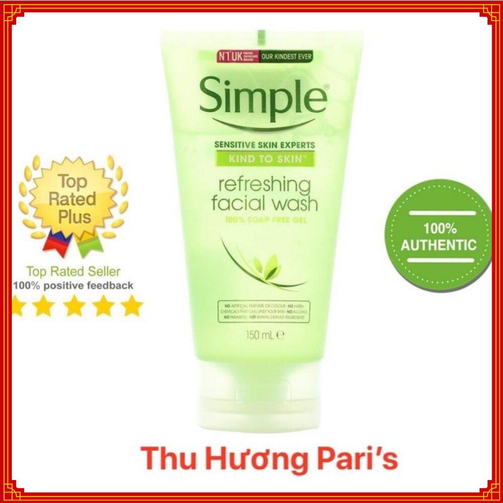 Sữa Rửa Mặt Simple Gel Kind To Skin Refreshing Facial Wash Gel