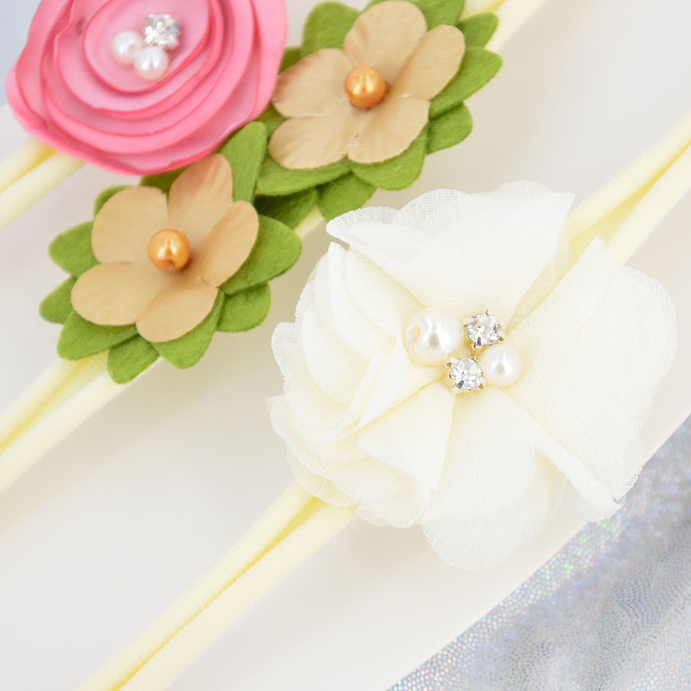 Set 3 Băng Đô Đính Hoa Ngọc Trai Dễ Thương Dành Cho Các Bé