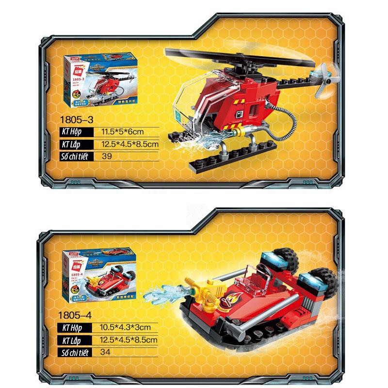 Đồ chơi lắp ghép Xe cứu hoả 8 trong 1 với 313 chi tiết Bằng nhựa ABS an toàn Lego Style