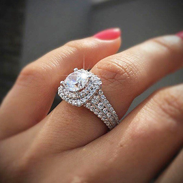 Nhẫn Mạ Vàng 18k Đính Đá Sang Trọng Cho Nữ