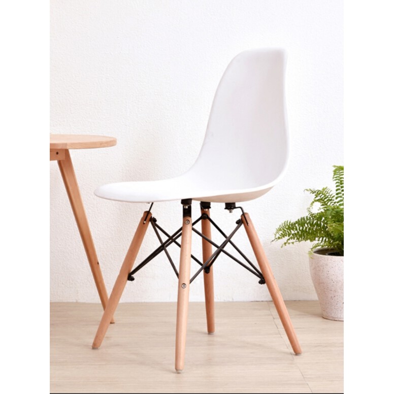 Ghế Eames Chân Gỗ Đan Thép Màu Trắng Phong Cách Hiện Đại, Ghế Cafe Làm Việc Văn Phòng, Ghế Eames Nhập Khẩu