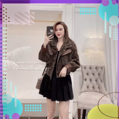 Áo Blazee Nhung Túi Ngực Màu Nâu Cúc Bấm dưới 60kg - Áo Khoác Nữ Dài Tay G0107