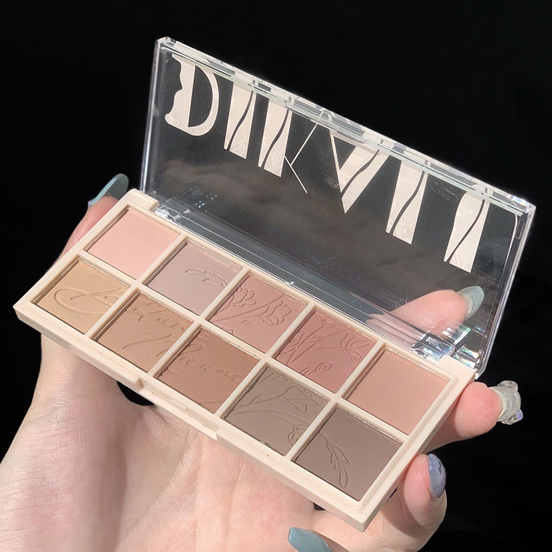 [Hàng mới về] Bảng phấn mắt DIKALU 10 màu lì và ánh nhũ kết hợp trang điểm bắt sáng DIY | BigBuy360 - bigbuy360.vn