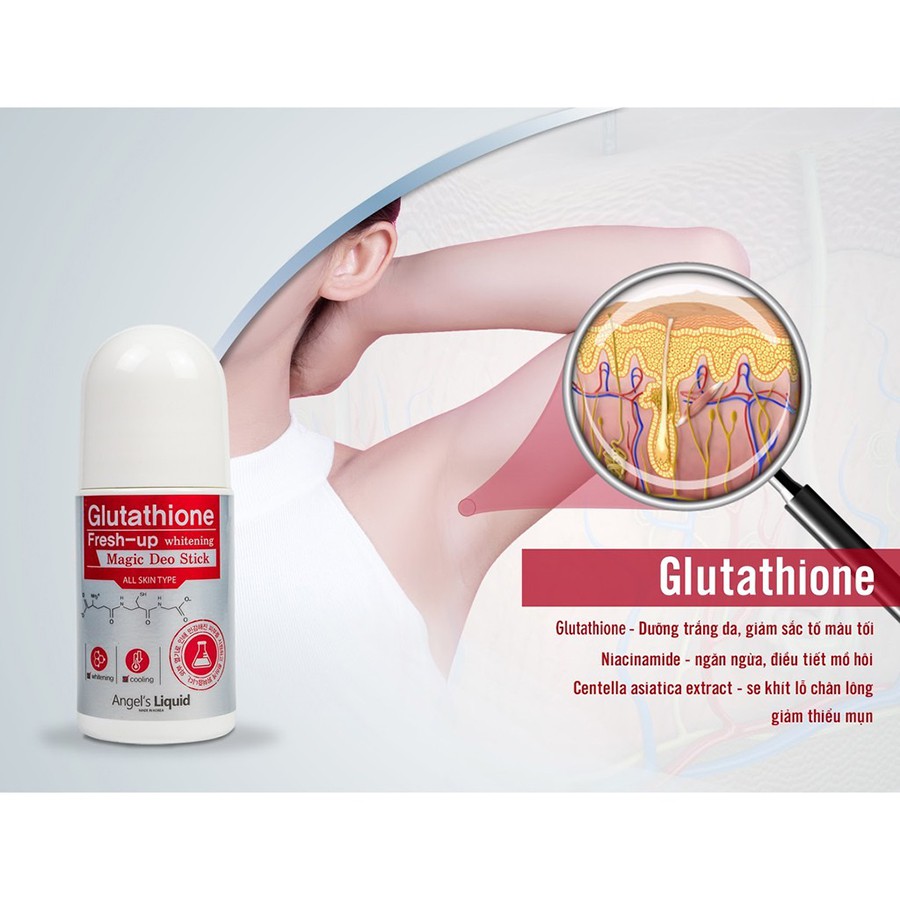 Lăn khử mùi dưỡng trắng mờ thâm đặc trị mồ hôi angel's liquid glutathione fresh-up whitening magic deo stick - Lamicare | BigBuy360 - bigbuy360.vn
