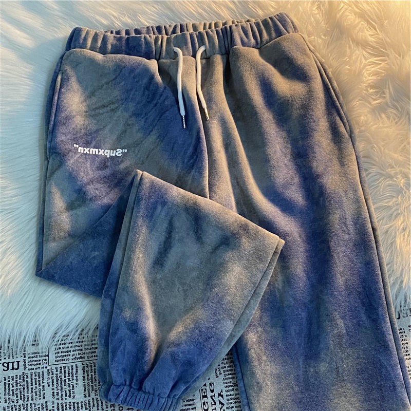 Spring and summer outer wear trousers new 2021 tide brand tie-dye beam feet loose casual pants women's drawstring sports pants tide ins