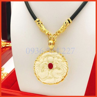 Vòng cổ nam song long chầu nguyệt mạ vàng 18k công nghệ cao siêu đẹp siêu bền màu