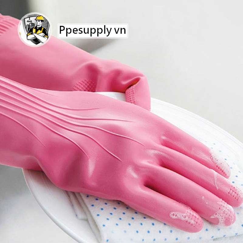 Găng tay rửa bát✅Giá sỉ✅ hiệ , Cầu Vồng nếp nhăn DÀI 36-42cm, màu ngẫu nhiên