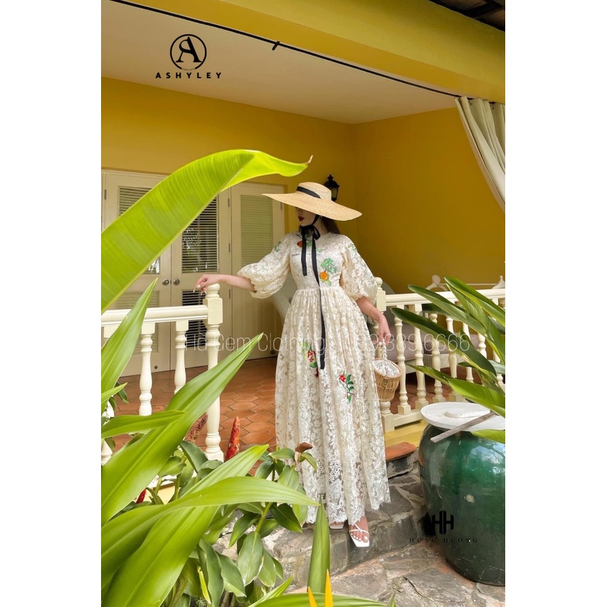VÁY MAXI REN HOA NỔI THÊU CAO CẤP