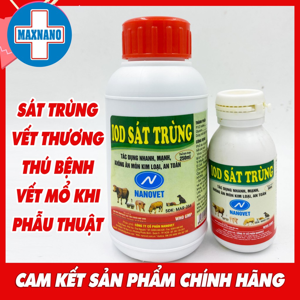 IOD SÁT TRÙNG 250ml NANOVET vệ sinh vết thương chó, mèo, thú bệnh, thú cảnh