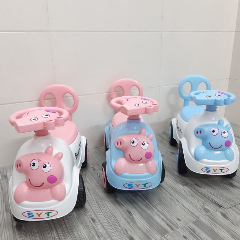 Xe Chòi Chân Cho Bé 1 2 3 Tuổi Hình Thú Heo Peppa 3 Trong 1, Xe Lắc Cho Bé Có Nhạc Tựa Lưng Thùng Chứa Đồ