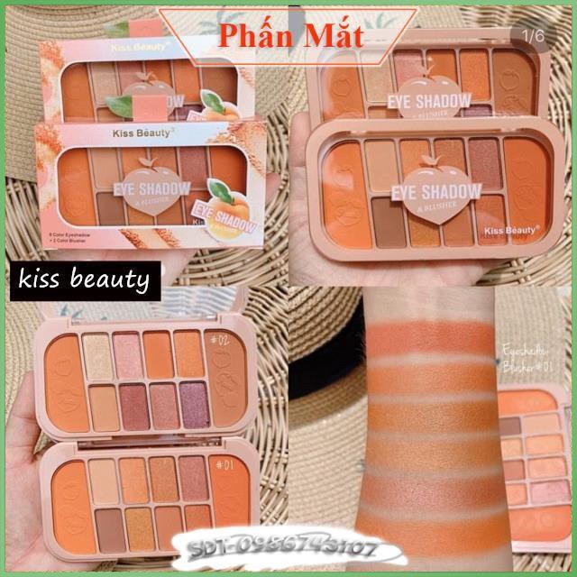 Set trang điểm Kiss Beauty gồm 8 ô phấn mắt + 2 ô phấn má tiện dụng SV