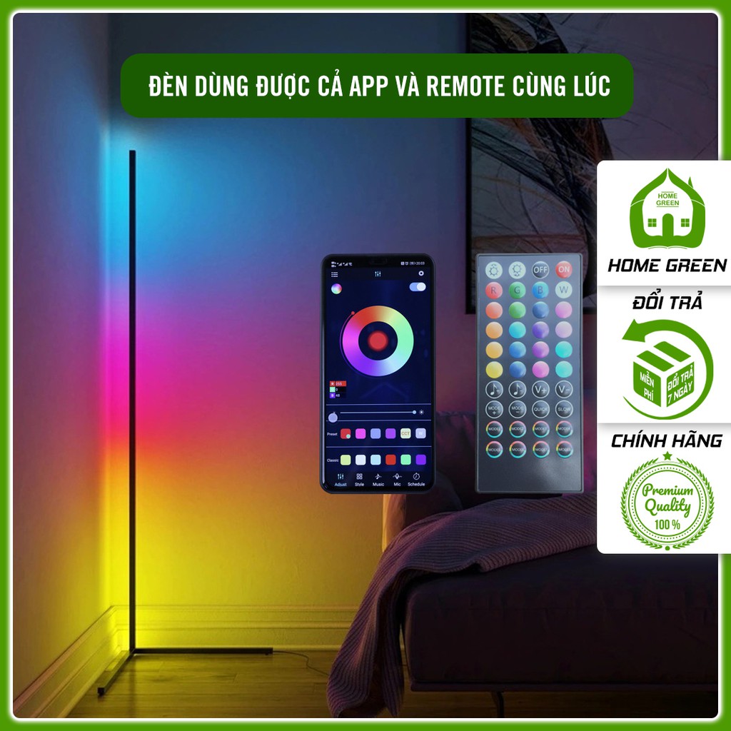 Đèn Led đứng góc tường RGB, khiển qua App, cảm ứng nhạc, trang trí phòng khách, phòng ngủ, phòng game, hot tiktok
