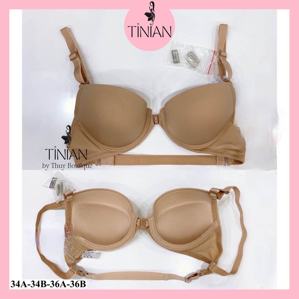 Áo ngực cài trước TINIAN có gọng siêu nâng 5cm cao cấp mặc áo dài đồ hở lưng tặng kèm dây lưng trong suốt BY 001