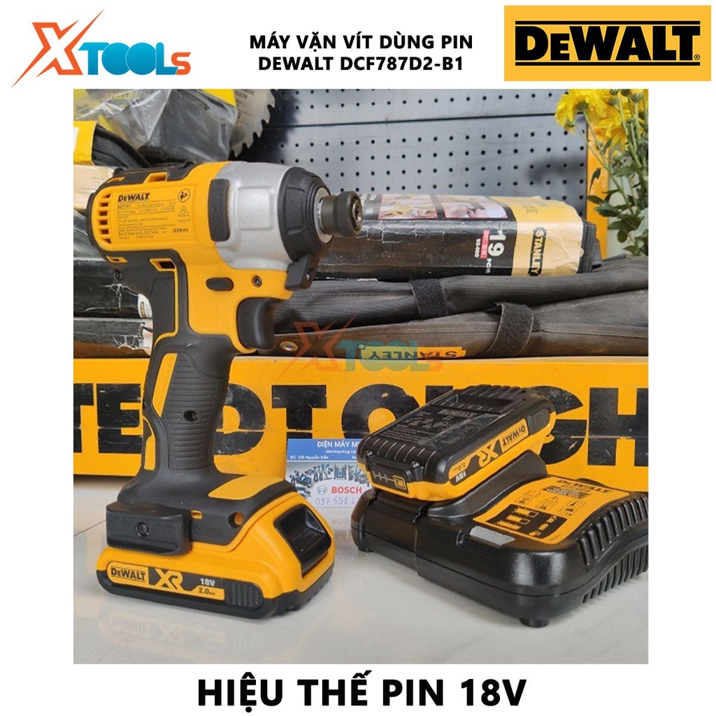 Máy vặn vít dùng pin DEWALT DCF787D2-B1 máy vặn vít động lực kèm 2 pin Li-Ion 18V, Tốc độ không tải 2,800 vòng/phút