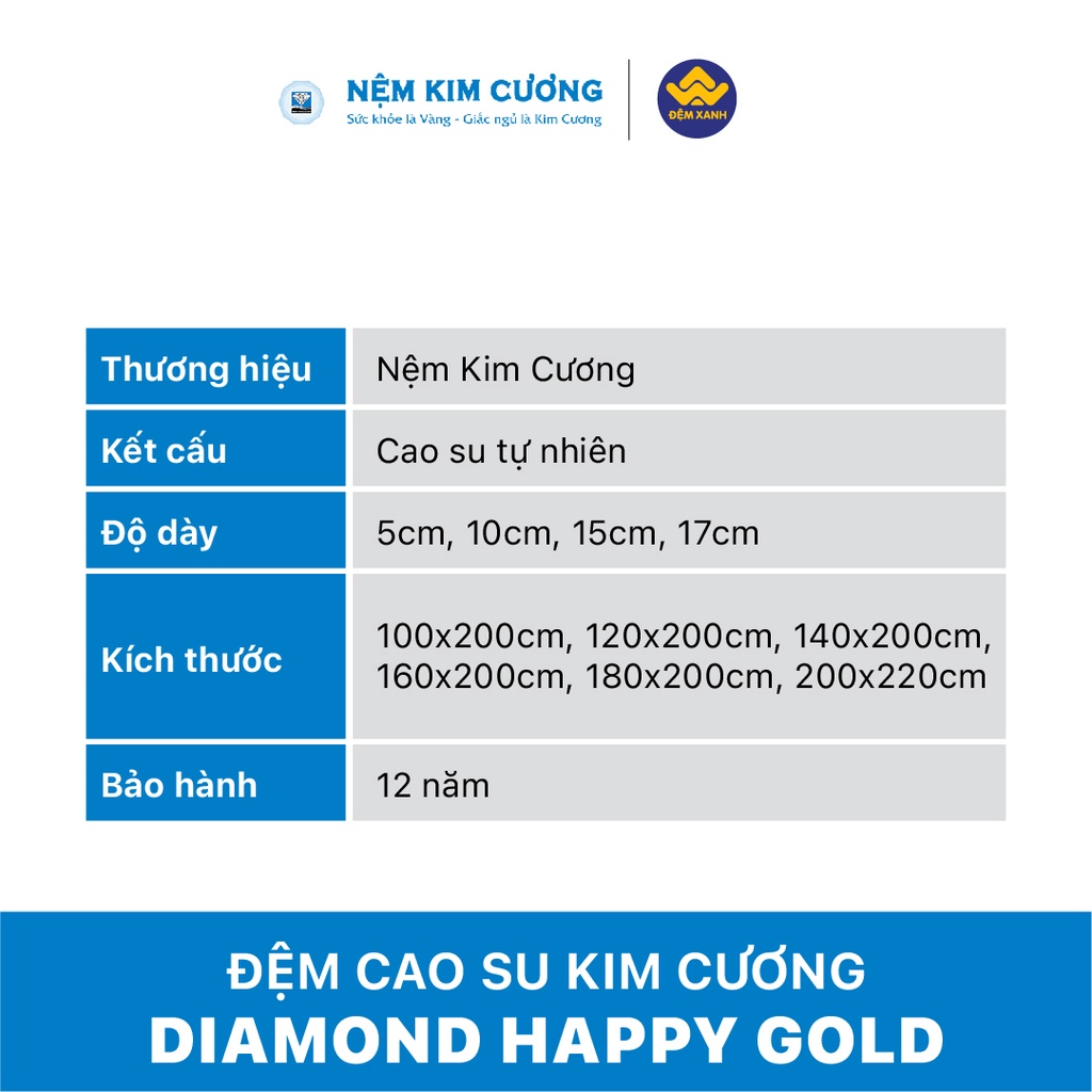 Đệm cao su Kim Cương Xuất Khẩu Diamond Happy Gold