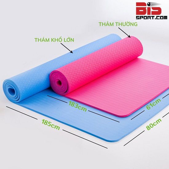 Thảm Tập Yoga TPE dày 16mm Chống Trượt - Thảm Tập Thể Dục, Gym  - tham tập yoga- Cực Êm, Bám Dính Sàn - Màu Xanh