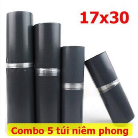 [Siêu Rẻ] 100 Túi Đóng Gói Hàng, KT : 17x30, túi Niêm Phong Tự Dính Cao Cấp siêu bền siêu dính (Màu đen)