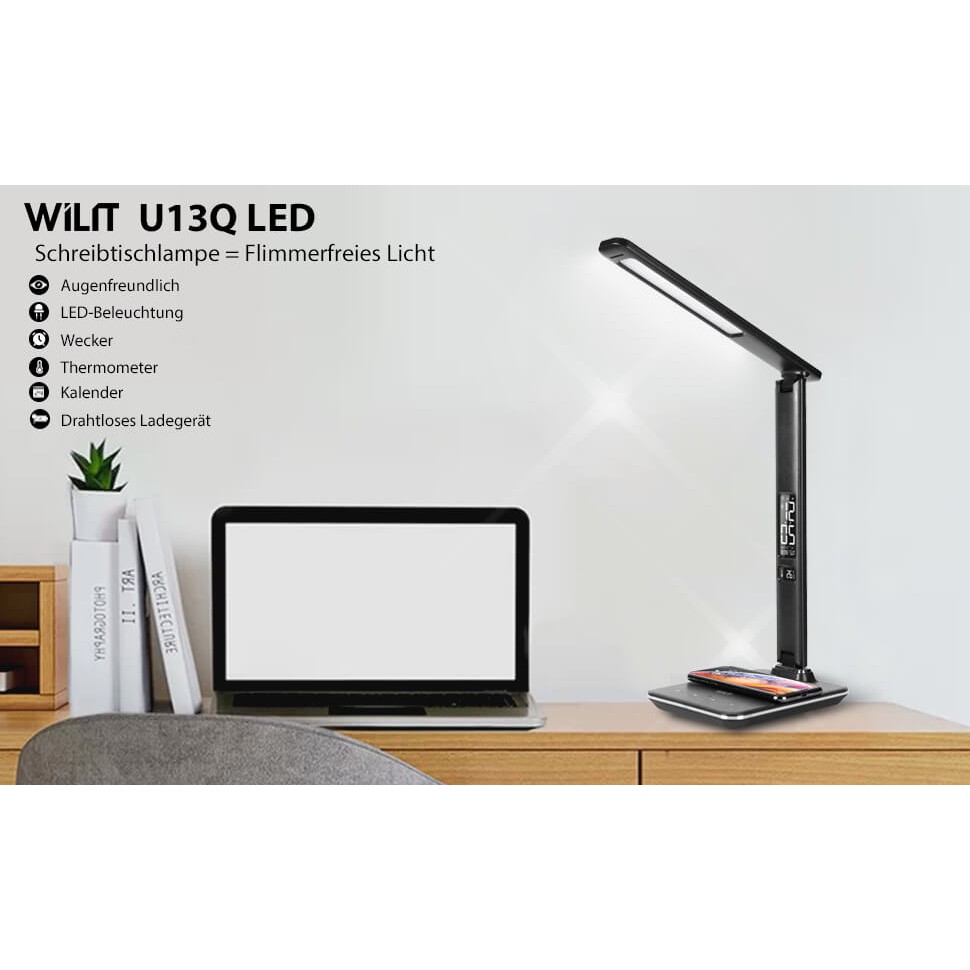 Đèn bàn học chống cận bảo vệ mắt Led Wilit U13AQ, U13 tích hợp sạc không dây hàng Đức