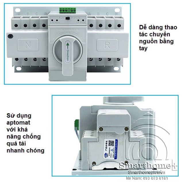 Cầu Dao Chuyển Nguồn Đảo Chiều Tự Động 3 Pha 63A SHP-ATS2