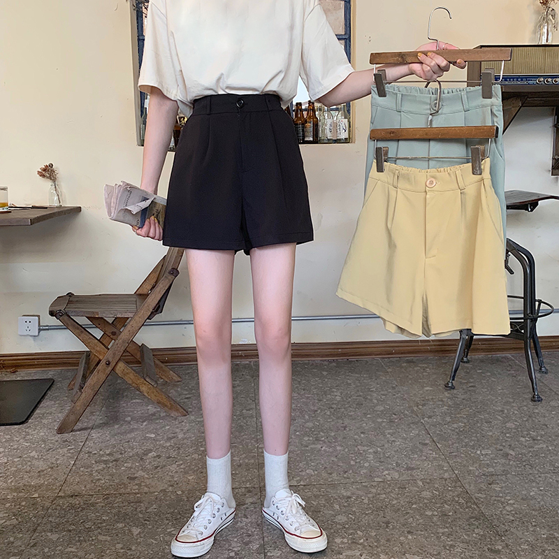 Quần Short Nữ Lưng Cao Dáng Rộng Phong Cách Hàn Quốc