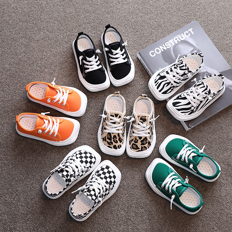 Giày vải canvas mũi vuông phong cách thời trang hàn quốc dành cho bé trai và bé gái