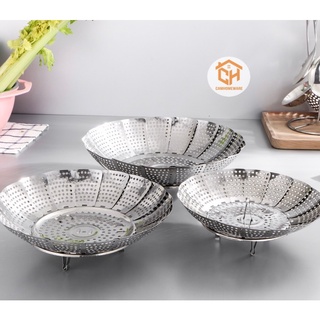Vỉ hấp, khay hấp inox, xửng hấp inox hấp bánh bao, thức ăn gấp gọn thông minh cam homeware