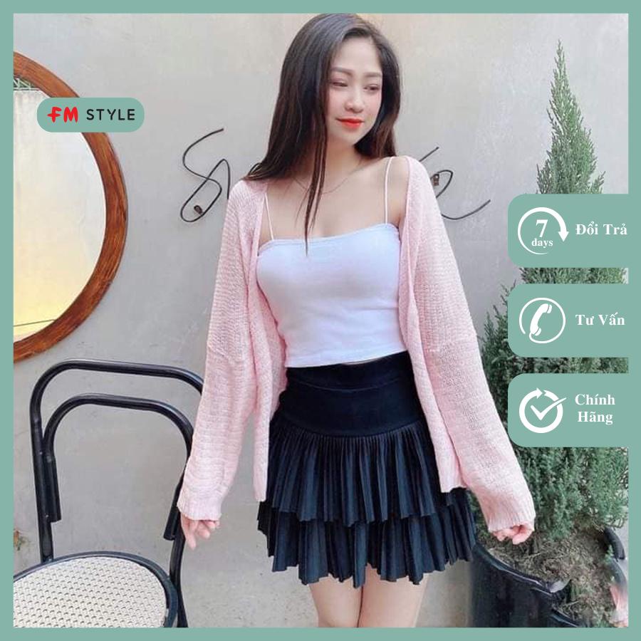 Áo khoác cadirgan mỏng nữ Fmstyle shop Áo khoác len mỏng nhẹ 3 màu dễ phối đồ trẻ trung hiện đại 205130077