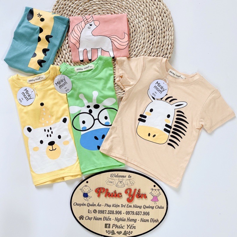 Bộ Cộc Tay Chất Thun Lạnh Hàng Minky Mom Họa Tiết Bò Đeo Kính Cho Bé (SP001390 )