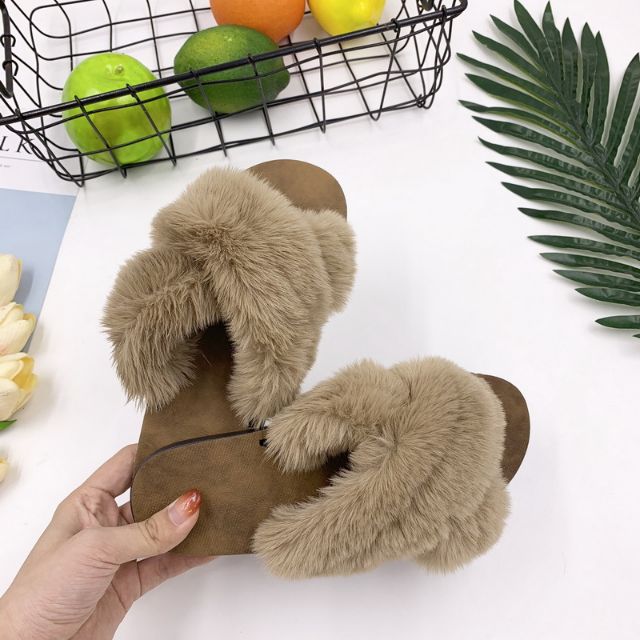 Dép lông chéo chữ X thời trang dép bông đi trong nhà mềm nhẹ êm chân 2E02