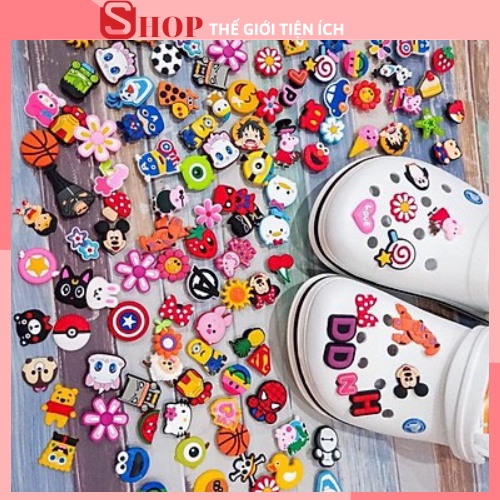 Bộ 10 sticker jibbitz 2D gắn dép sục siêu dễ thương_ngỗ nghĩnh nhiều màu nhiều hình 88234