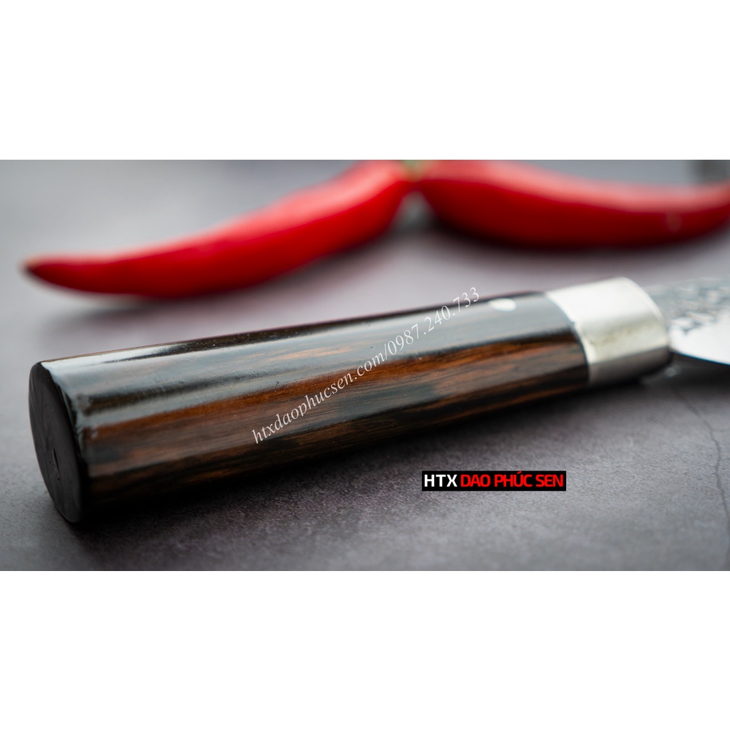 Dao lọc thái nhỏ, làm lòng gà - Thép nhíp ô tô - Cán mun khâu inox - G13TM / HTX DAO PHÚC SEN