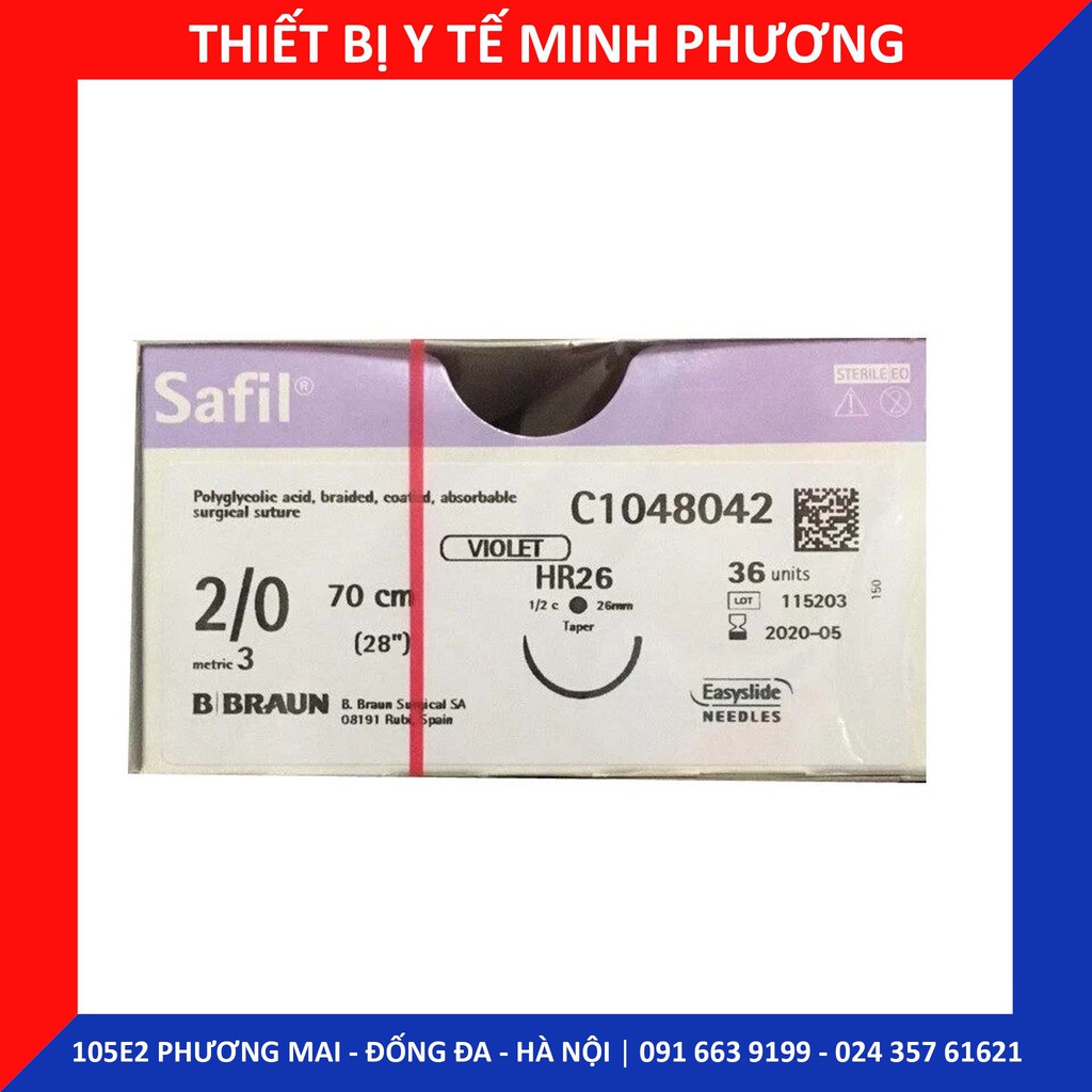 Bán lẻ chỉ khâu phẫu thuật tự tiêu SAFIL số 2/0 3/0 4/0 5/0