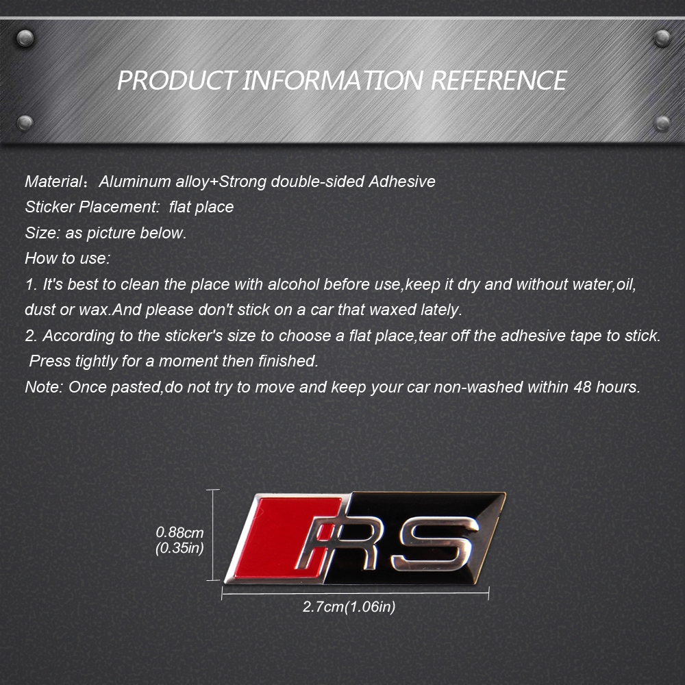 Nhãn Dán Trang Trí Đuôi Xe Hơi Audi RS Sline Chất Lượng Cao