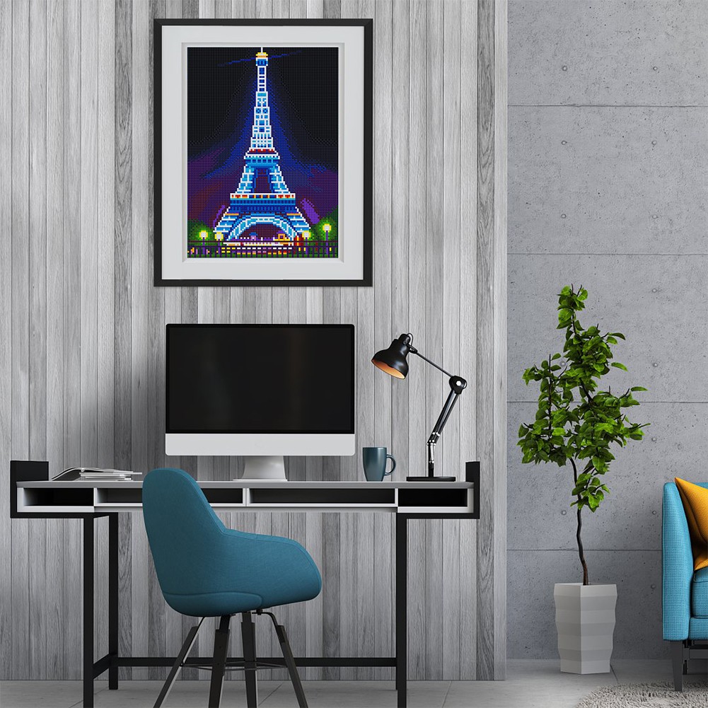 Bộ Tranh Đính Đá Dạ Quang Tự Làm Hình Tháp Eiffel Độc Đáo