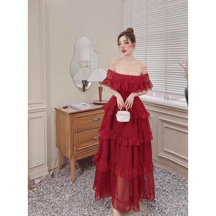Mẫu HOT Đầm Voan Tầng Trễ Vai | Sale 50% Nhanh Tay Lên Các Nàng Ơi UP