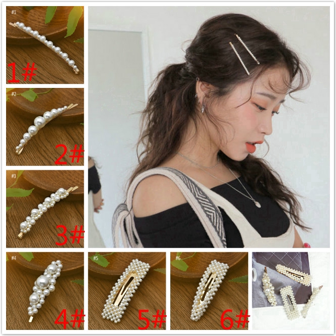 Kẹp tóc thời trang nữ đính ngọc trai giả nhiều kiểu dáng
