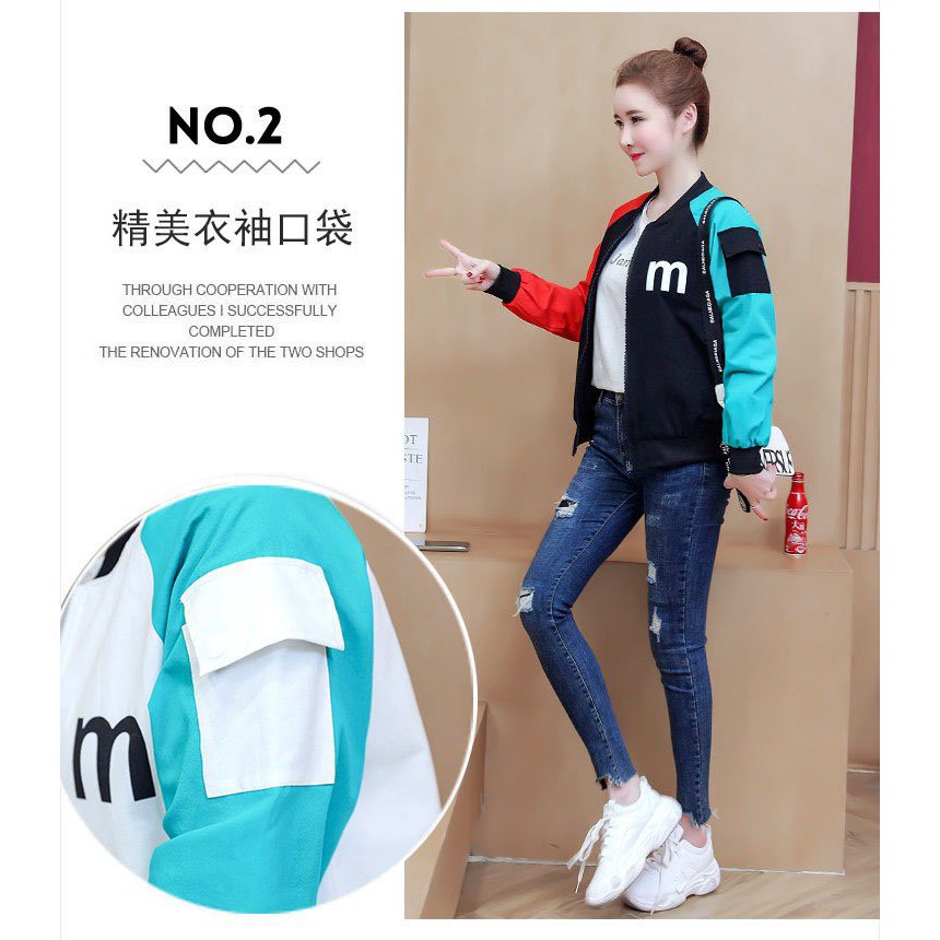 ⚡ VẢI TÔT ⚡ Áo Khoác Nhẹ Bomber Khóa Kéo Chữ M Cá Tính Lưng In GIÓ NAM NỮ 2 LỚP