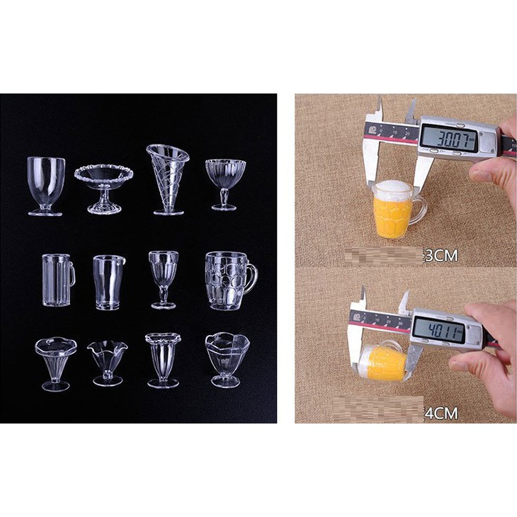Mô Hình Ly Cốc Nước Trong Suốt Nhựa Phụ Kiện Trang Trí Nhà Búp Bê