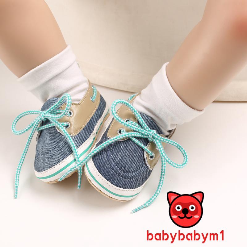 Giày Sneaker Vải Bố Đế Mềm Chống Trượt Cho Bé Từ 0-1 Tuổi