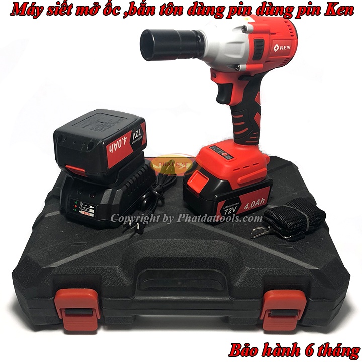 Máy siết mở bulong-máy bắn ốc bulong pin Ken-Động cơ từ không chổi than-Bảo hành 6 tháng