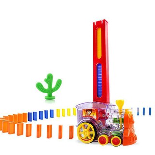 Đồ chơi tàu hỏa tự động xếp domino chạy pin 63 chi tiết cho bé mã 53514 Kami