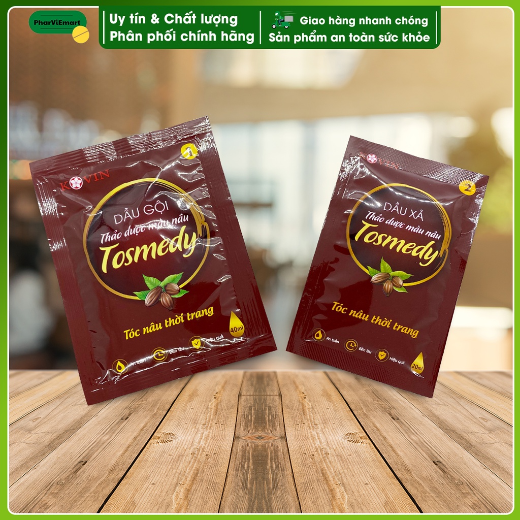 Combo Gội Xả Thảo Dược Nhuộm Tóc Nâu TOSMEDY Giúp Tóc Chắc Khỏe Bóng Mượt