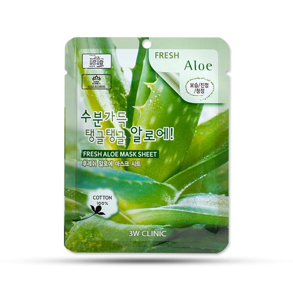 Bộ 10 Mặt Nạ Cấp Ẩm Chiết Xuất Từ Nha Đam 3W Clinic Fresh Aloe Mask Sheet 23g x 10 Miếng