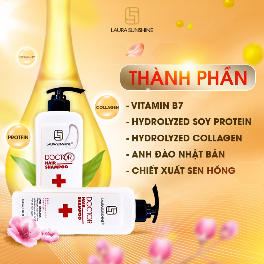 Dầu gội Laura Sunshine Nhật Kim Anh Doctor Hair Shampoo, giảm rụng tóc, ngăn ngừa rụng tóc và kích thích mọc tóc -